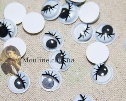 Глаза подвижные с ресницами для игрушек 10 мм