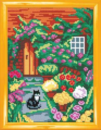 H12 Кіт на ґанку. Чарівниця. Канва з нанесеним малюнком