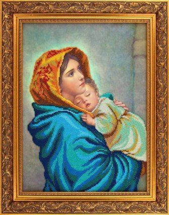 Ткань с нанесенным рисунком для вышивания бисером Мадонна Ангелика