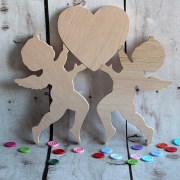 Деревянная заготовка Амуры с сердцем 0062