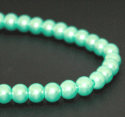 Бусины под жемчуг стеклянные 8 мм бирюзовый нить