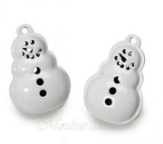 Бубенчики белые металлические в форме снеговиков