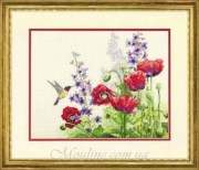 Набор для вышивания крестом DIMENSIONS Hummingbird and Poppies / Колибри и маки