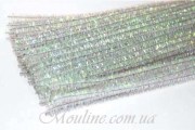 Синельная проволока белый с радужным люрексом