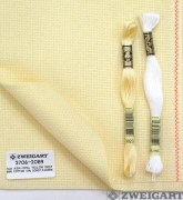 3706/2089 Канва Aida 14 (шир. 110 см) жовтий з райдужним люрексом, Zweigart