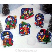 Classic Design 4462 Елочные игрушки Снеговички Набор для вышивки нитками