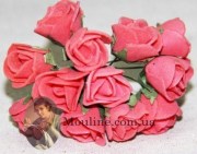 Букет розочек из латекса 1,5-2 см 12 шт коралловые