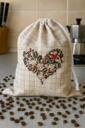 Текстильний мішечек для кави з вишивкою
