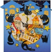 Новая Слобода вышивка Часы Кошкин дом