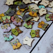 Пуговица деревянная Сова в очках M011-18