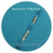 Ткань для вышивания Лен Цвайгарт Ньюкасл 40 цвет 3348/6136 темная бирюза с люрексом