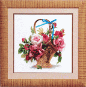 Набор для вышивки лентами Л-009 Розы в корзине Чаривна Мыть