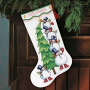 08820 Набір для вишивання хрестом DIMENSIONS Trimming the Tree. Stocking / Сніговик та ялинка. Панчоха