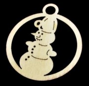 Деревянная подвеска, Снеговик