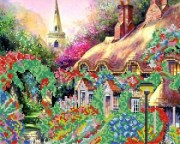 АК3-023 Квітучий будиночок. А-строчка. Схема на тканині для вишивання бісером