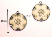 Подвеска-кулон эмалированная Круг бежевый 015