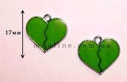 Подвеска-кулон эмалированная Сердечко зеленое 023