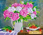 AC-101 Букет півоній. Абріс Арт. Схема на полотні для вишивання бісером (АС-101) 