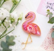 Набор для создания Брошь Фламинго на холсте Абрис Арт AD-046