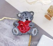 AD-056 Брошка. Закоханий мишко. АбрисАрт. Набір для вишивки бісером