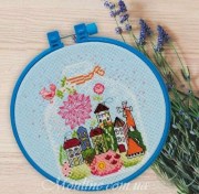 AHM-005 Подарунок з будиночками. 15х15 см. Абрис Арт. Набір для вишивки хрестиком 