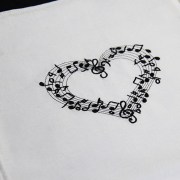 Екосумка шопер з вишивкою, Музичне серце на білому - Mouline.com.ua