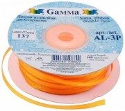 Лента атласная двухсторонняя 3 см для вышивки оранжевая 137