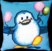 РТ-137. Пінгвін. Подушка. Чарівна Мить. Набір для вишивання нитками на канві з нанесеним малюнком 
