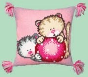 РТ-102 Подушка Чарівна Мить, Кошечки Набор для вышивания нитками на канве с нанесенным рисунком