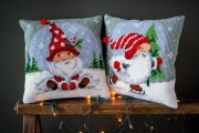 PN-0188665 Набір для вишивання хрестом (подушка) Вервако Christmas gnome in snow "Різдвяний гном у снігу"