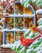 Канва з малюнком для вишивання бісером, Повітруля Новорічна казка, Т4 27