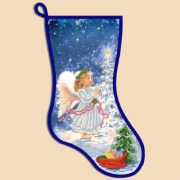 Канва с рисунком для вышивания бисером. СН-2004 Новорічний чобіток Ангел. Марічка.