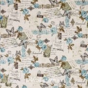 Тканина декоративна в стилі прованс лист блакитний з тефлоновим просочення